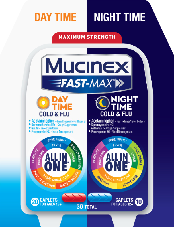MUCINEX FASTMAX Caplets  Day Night Cold  Flu Night  Discontinued